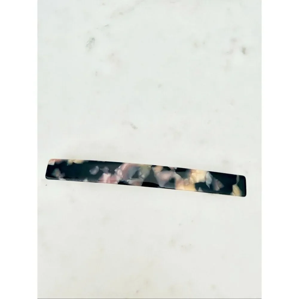 Nordstrom Marbled Acrylic French Barrette Hair Clip Black Multicolor